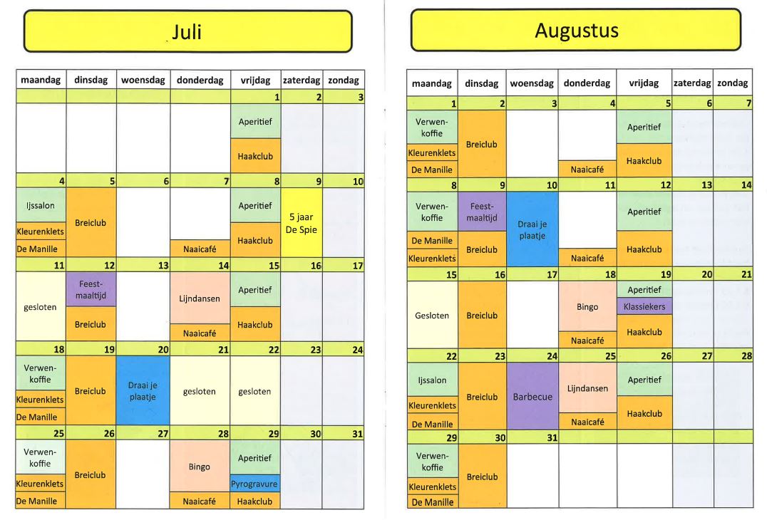 Kalender De Spie Juli Aug