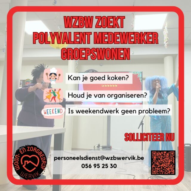 De bewoners van groepswonen De Compagnie zijn op zoek naar een nieuwe polyvalent medewerker.  https://jobs.wzbwervik.be/nl/polyvalent-medewerker-groepswonen-onbepaalde-duur  #wzbw #woonenzorgbedrijfwervik #wervik #geluwe #groepswonen #decompagnie #vacature #job #werk #lokaal #top