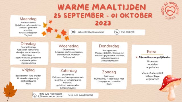 Deze week op de menu 😋  #wzbw #woonenzorgbedrijfwervik #wervik #geluwe