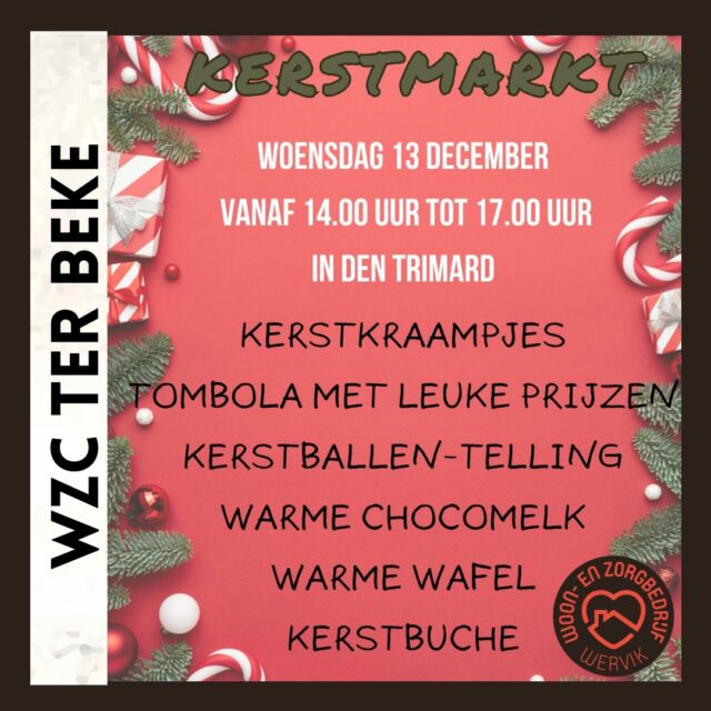 Noteer alvast 13 december 2023 in je agenda 🎄🎅🌟  #wzbw #woonenzorgbedrijfwervik #wervik #geluwe