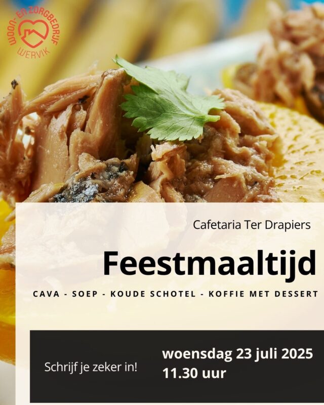 Zin in iets fris en verrassends? Schrijf je in voor de koude schotel met tomaat en tonijn!
In LDC De Spie is alles volzet, maar in cafetaria Ter Drapiers hebben we nog enkele plaatsen vrij!!