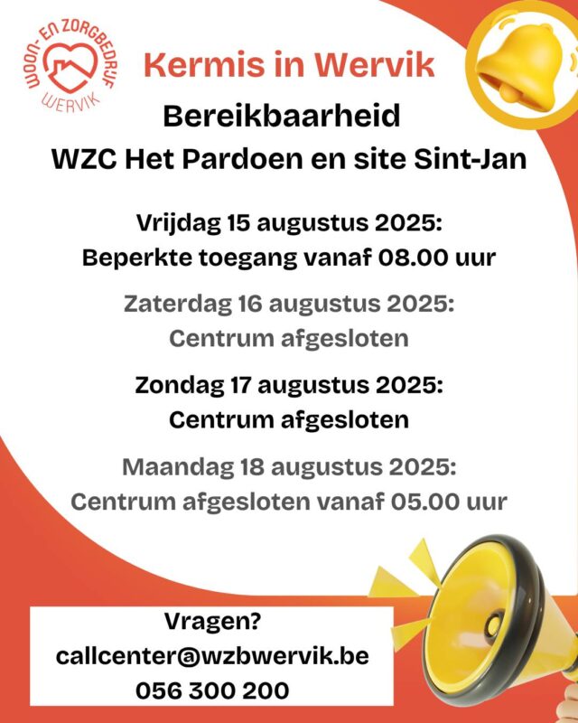 🎡 Wegens de kermis wordt het centrum van Wervik tijdelijk minder of niet bereikbaar 🚧