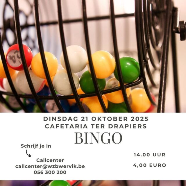 Zet je klaar, draai die ballen – het is bingonamiddag!
Schrijf je zeker in bij het Callcenter.