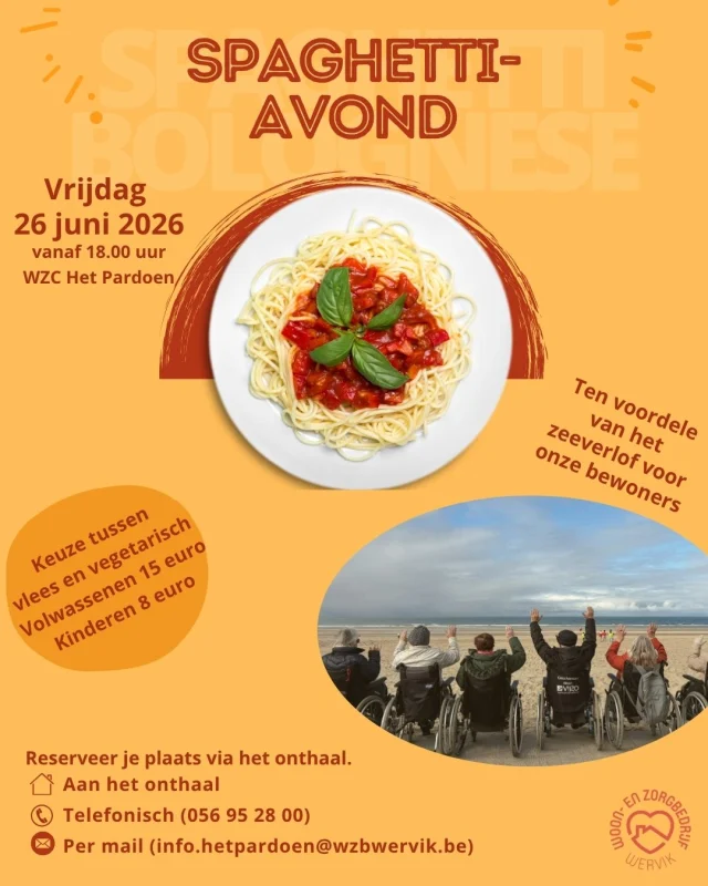 Laatste kans, schrijf je nog snel in voor onze spaghetti-avond!