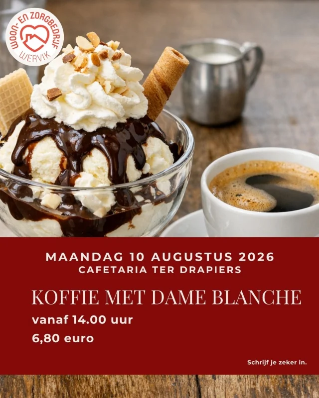 Koffie met dame blanche, heerlijk!!
