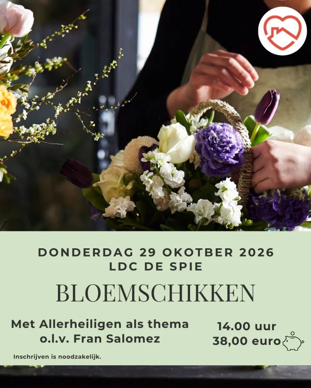 Zin in een activiteit waarbij je iets moois mee naar huis neemt? 
Schrijf je in voor het bloemschikken.